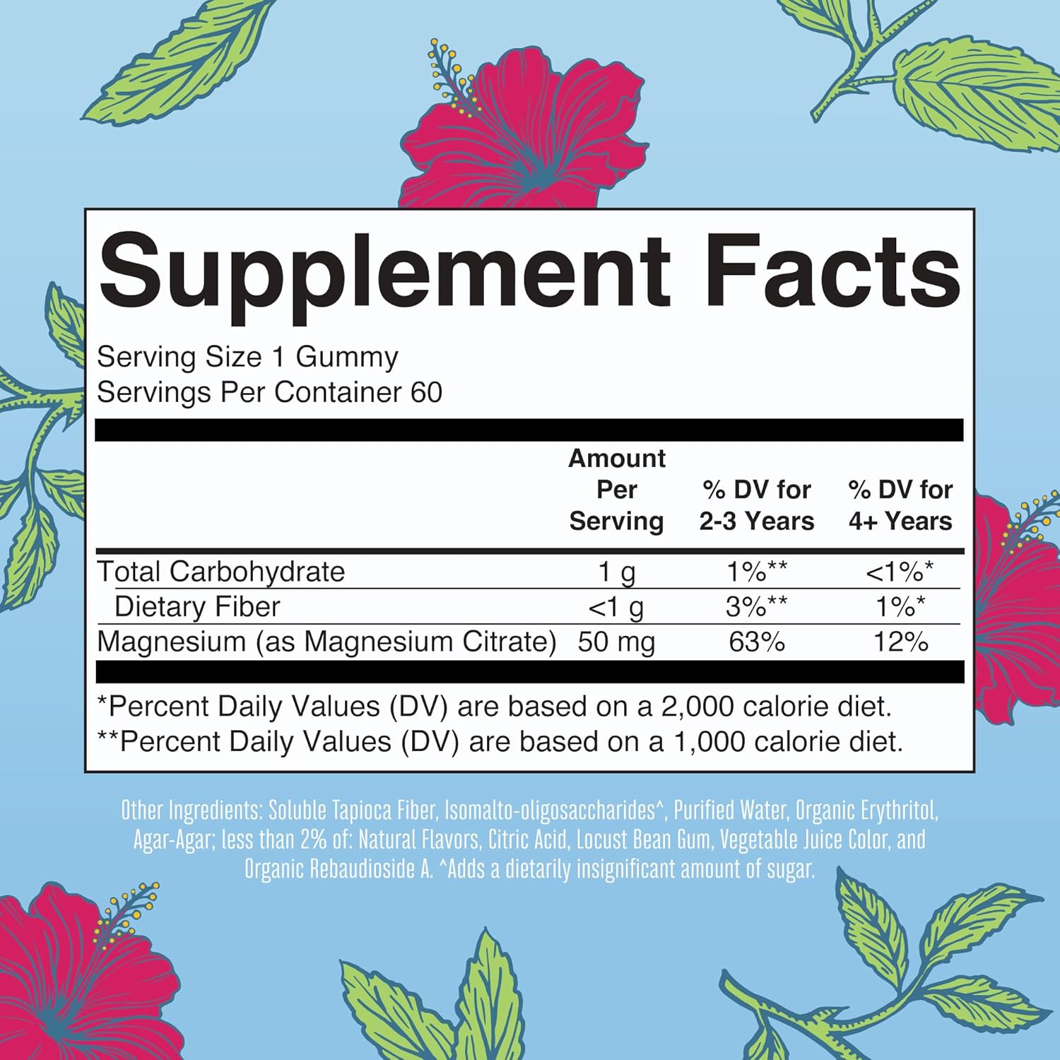 Vegan Kids Magnesium Calm Gummies with Vitamin K2+D3 for Sleep, Bone Support & Health - Hibiscus & Peach Mango Apricot Flavors