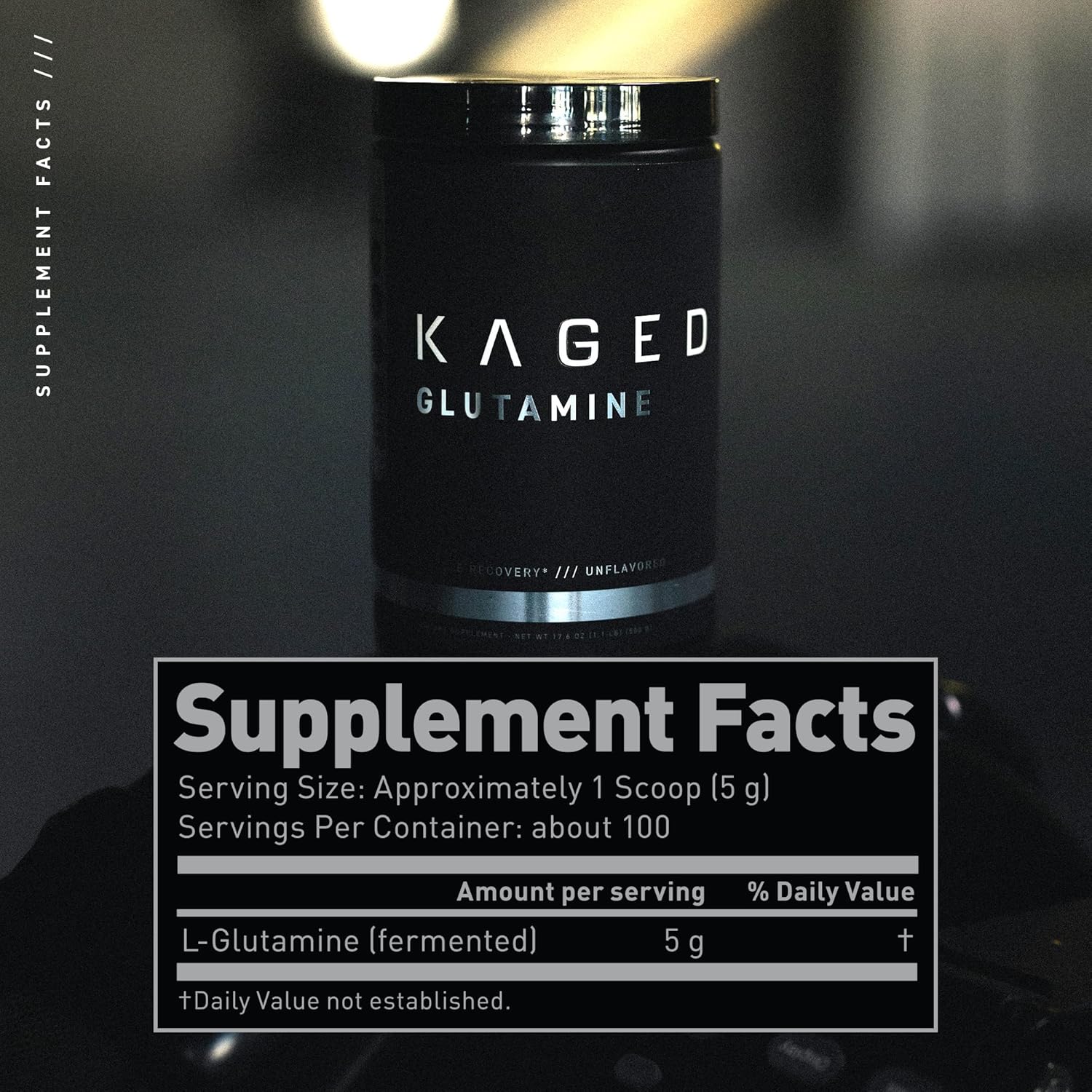 Vegan L-Glutamine Powder for Muscle Recovery, Post-Workout Support - 500g, Unflavored, Banned-Substance Free - 100 Servings