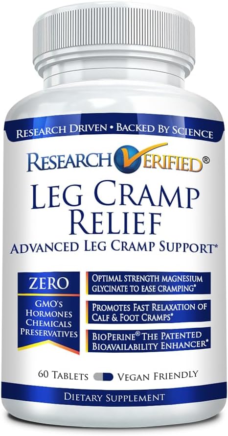 Vegan Leg Cramp Supplement with Magnesium, B Vitamins, Ginger, Chamomile, BioPerine - Circulation Support - 1 Month Supply