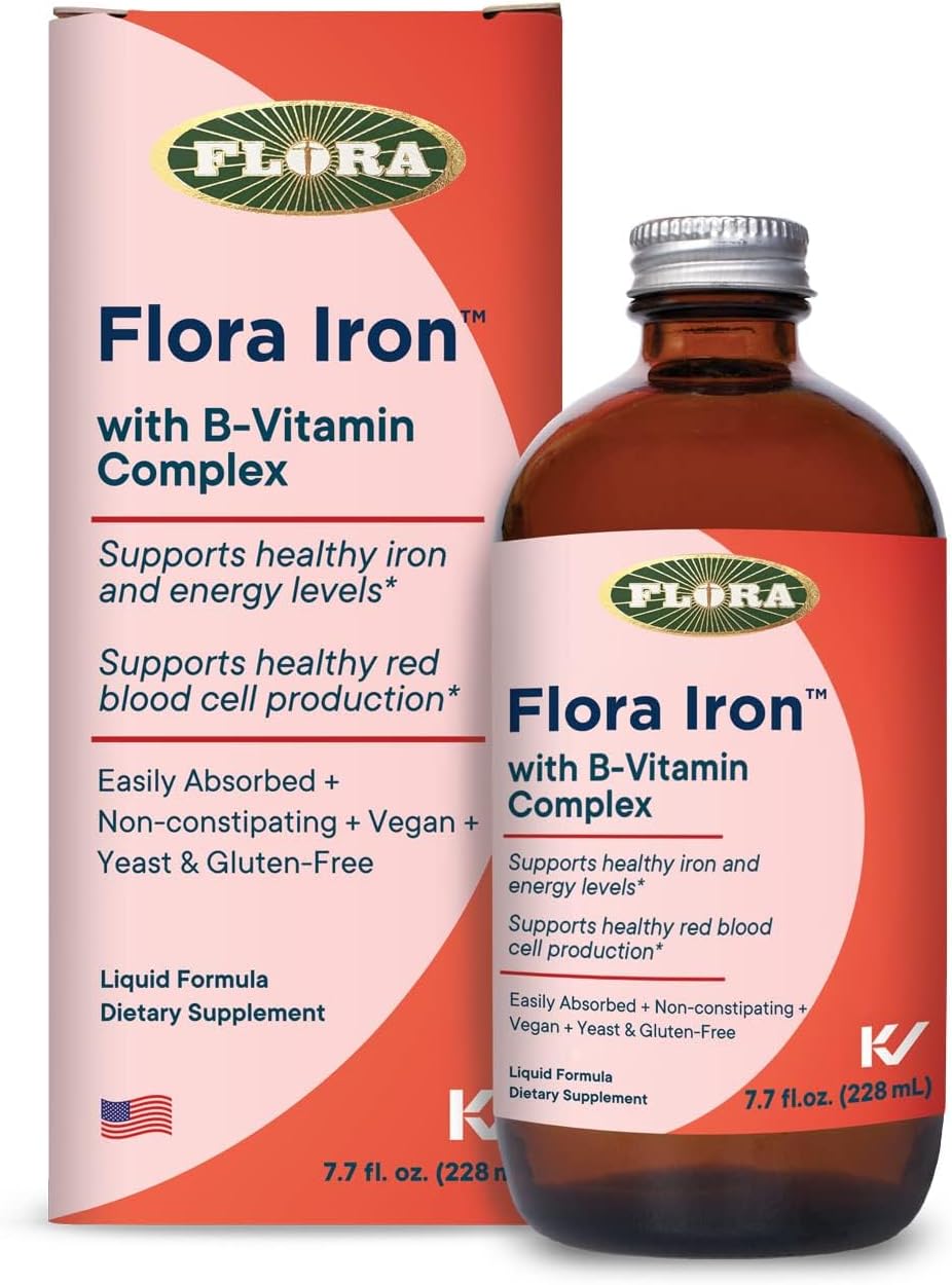 Vegan Liquid Iron Supplement with B-Vitamin Complex for Healthy Iron Levels - Non-Constipating & Highly Absorbable - Gluten & Yeast Free - 7.7oz Bottle