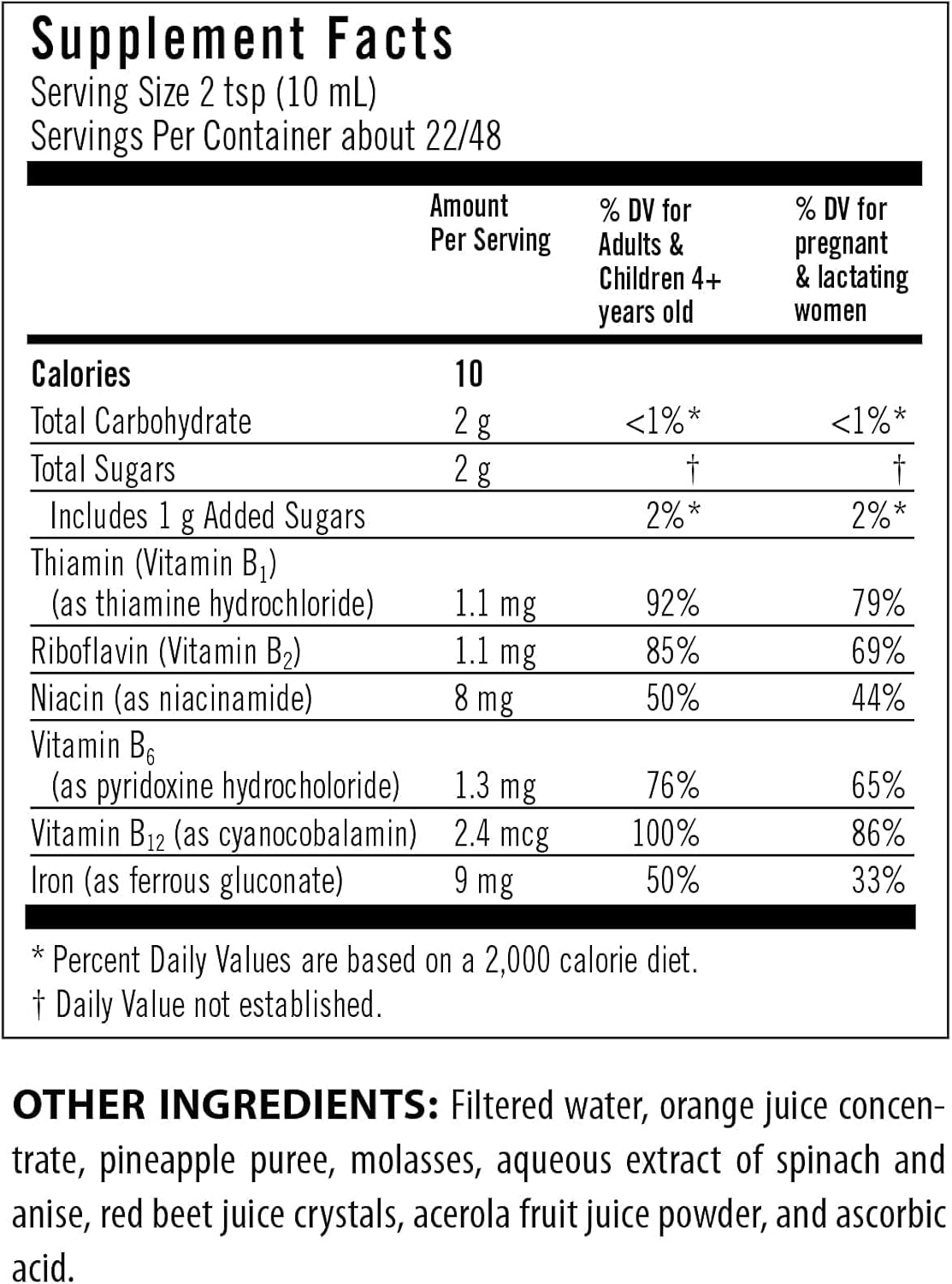 Vegan Liquid Iron Supplement with B-Vitamin Complex for Healthy Iron Levels - Non-Constipating & Highly Absorbable - Gluten & Yeast Free - 7.7oz Bottle