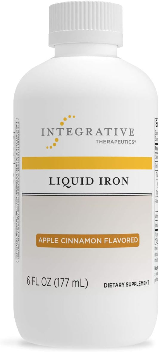 Vegan Liquid Iron Supplement with Vitamin B12 and Folate for Energy Support - Gluten-Free & Dairy-Free - Apple Cinnamon Flavored - 6 fl oz