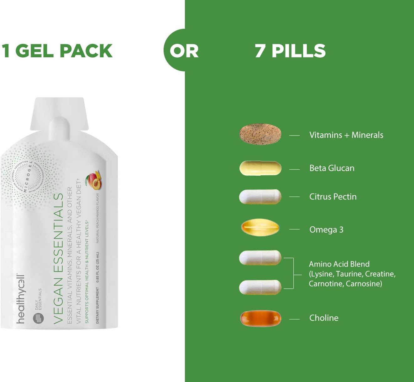Vegan Liquid Multivitamin Supplement for Brain, Heart, Immunity, Energy, Skin, Hair - 30 Gel Packs - Vegan Multivitamin for Women & Men