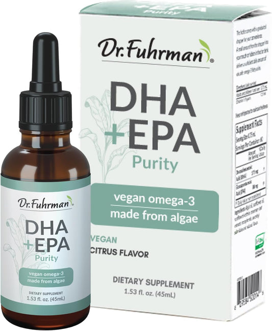 Vegan Liquid Omega-3 Supplement with DHA+EPA, Fresh Citrus Flavor, Lab-Grown Algae, Contaminant-Free, 60 Servings