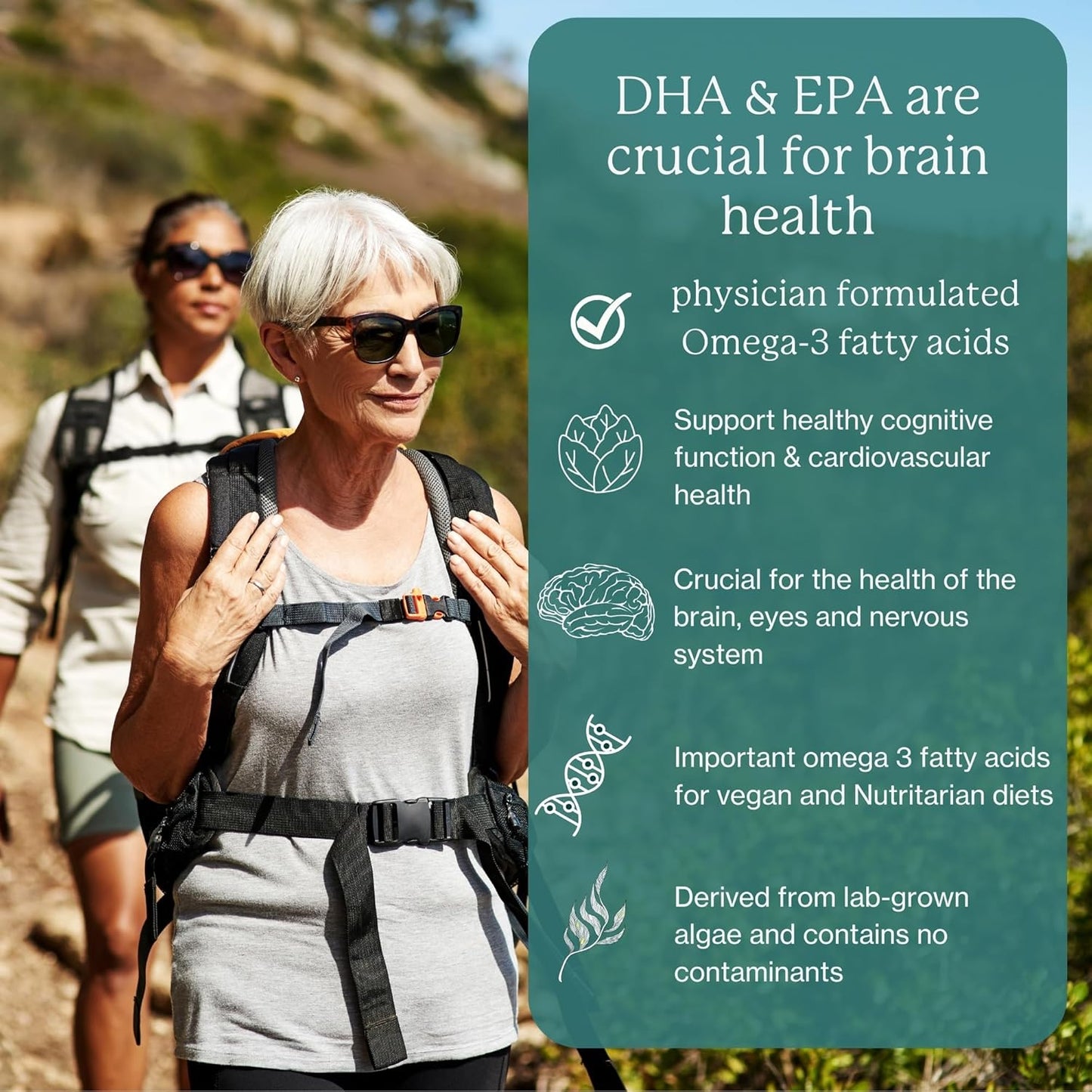 Vegan Liquid Omega-3 Supplement with DHA+EPA, Fresh Citrus Flavor, Lab-Grown Algae, Contaminant-Free, 60 Servings