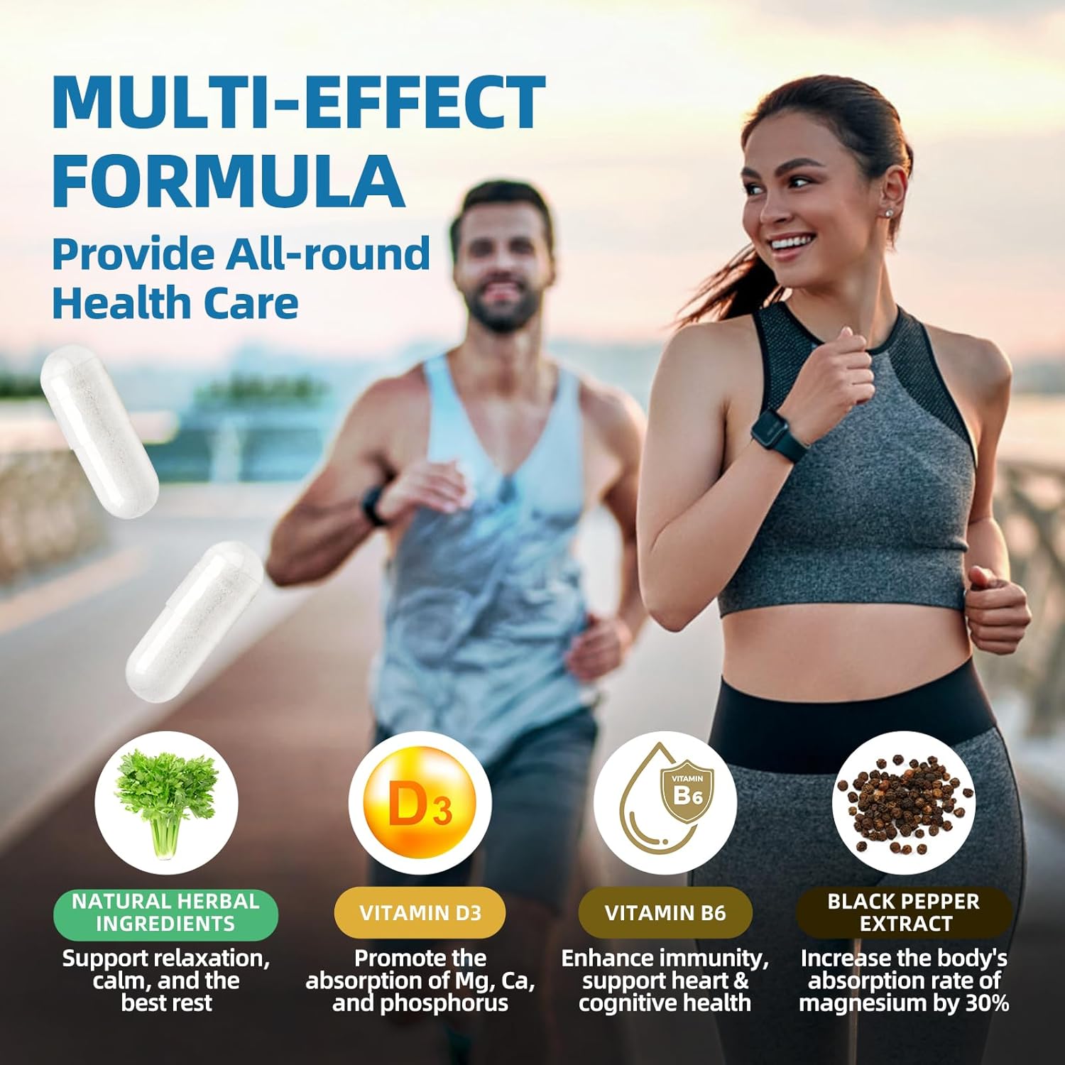 Vegan Lukaree 5-in-1 Magnesium Complex Supplement with Vitamins & Herbal Extracts - 60 Day Supply - Promotes Calm, Bone Health, Muscle Energy, and Cortisol Balance