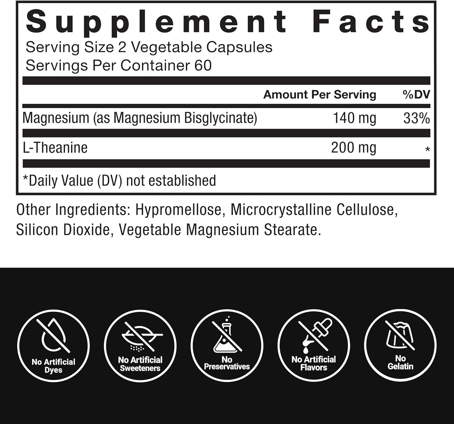 Vegan Magnesium Bisglycinate Supplement with L-Theanine for Bone, Muscle, and Nerve Support, 120 Capsules