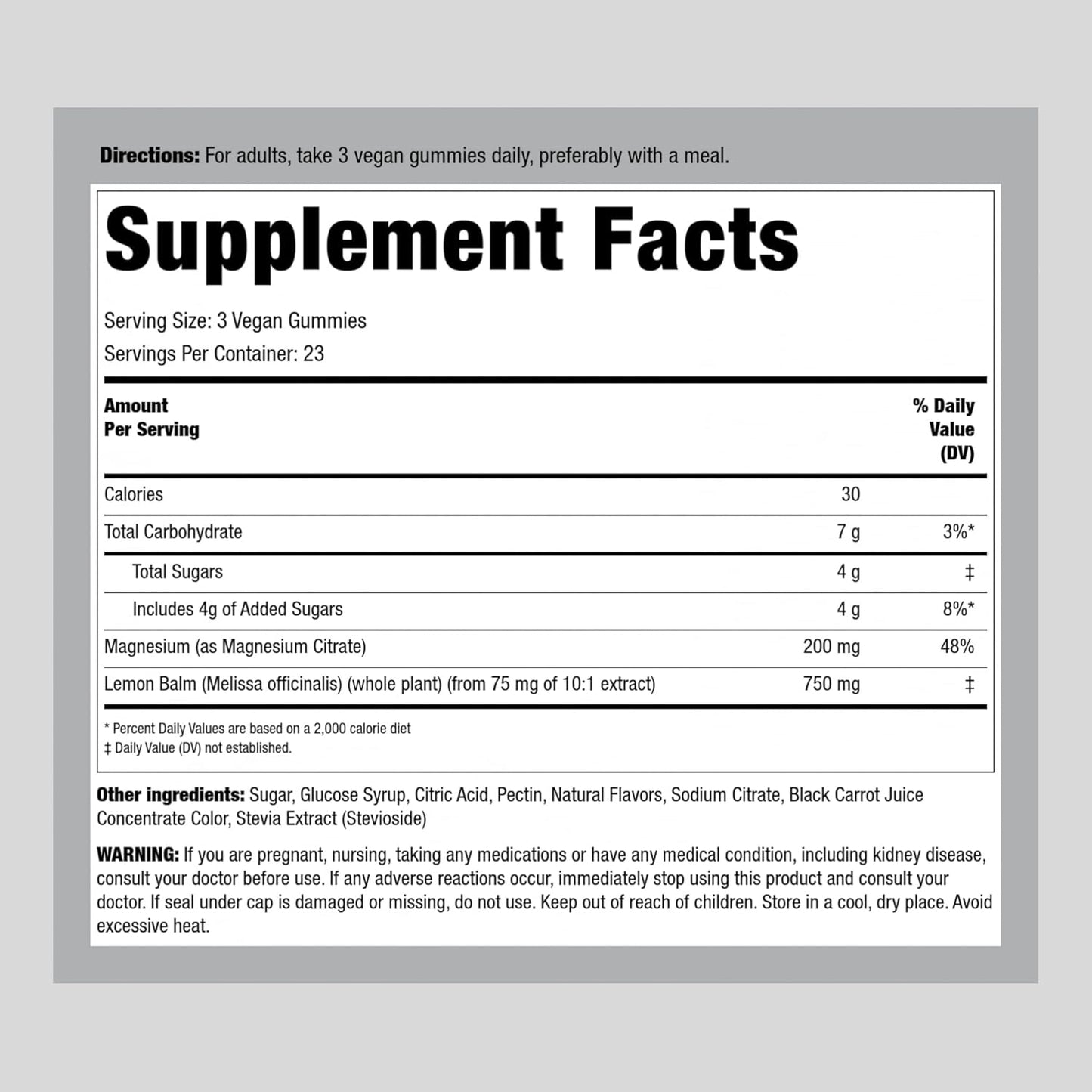 Vegan Magnesium Citrate Gummies 200 mg | 70 Count | Lemon Raspberry Flavor | Non-GMO Dietary Supplement