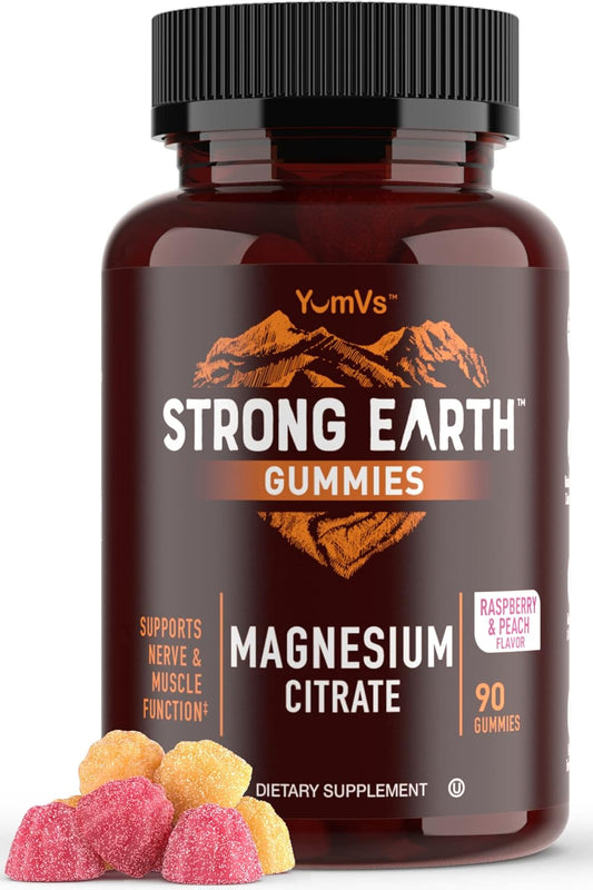 Vegan Magnesium Citrate Gummies for Adults - 250mg (90 Count) - Calm & Strong Earth Supplement for Women, Men, Teens - YUM-V'S
