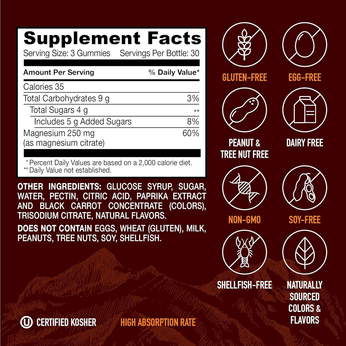 Vegan Magnesium Citrate Gummies for Adults - 250mg (90 Count) - Calm & Strong Earth Supplement for Women, Men, Teens - YUM-V'S