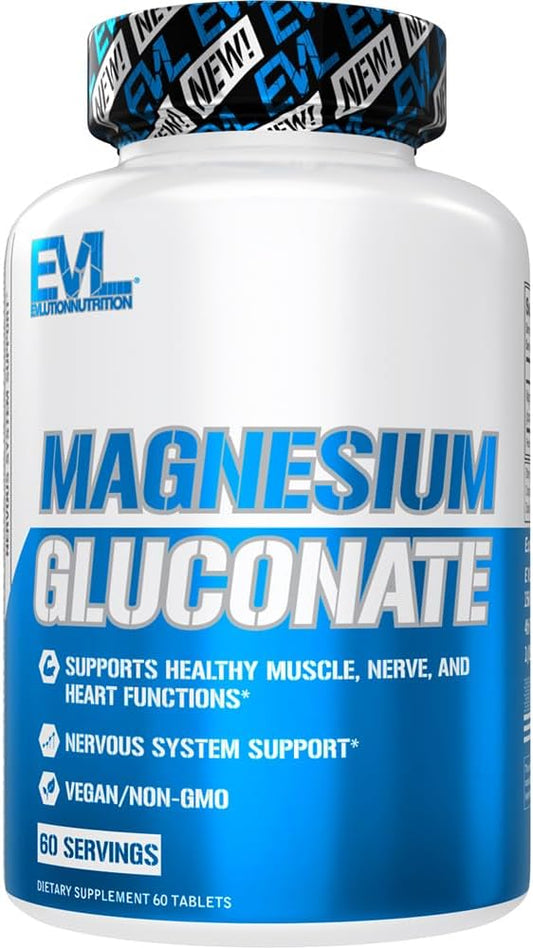 Vegan Magnesium Gluconate Supplement for Muscle, Nerve, and Heart Health - Non-GMO - 60 Servings