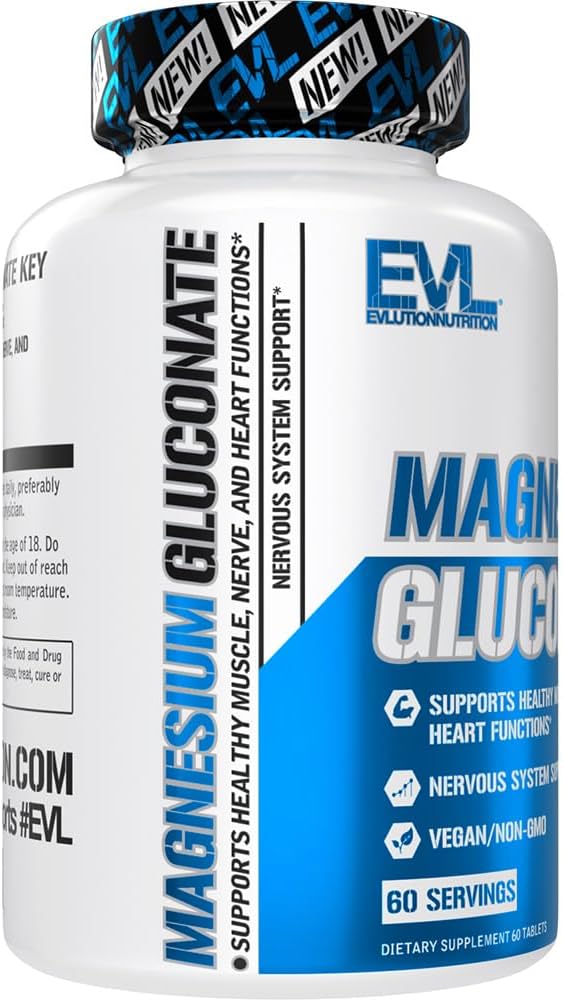 Vegan Magnesium Gluconate Supplement for Muscle, Nerve, and Heart Health - Non-GMO - 60 Servings