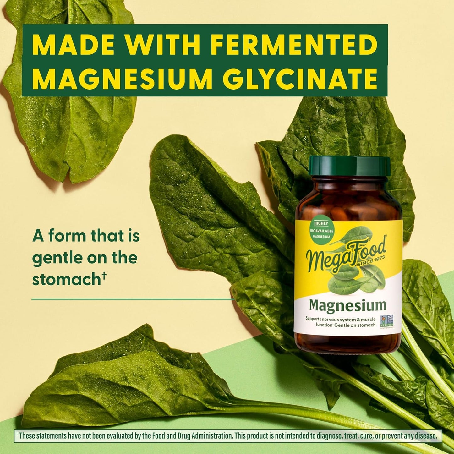 Vegan Magnesium Glycinate Supplement for Heart & Nervous System - Non-GMO, Gluten-Free, Kosher - 60 Tablets