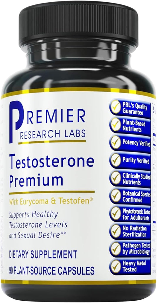 Vegan Male Andropause Support Supplement with Saw Palmetto, Maca & American Ginseng for Vitality & Desire - 90 Capsules