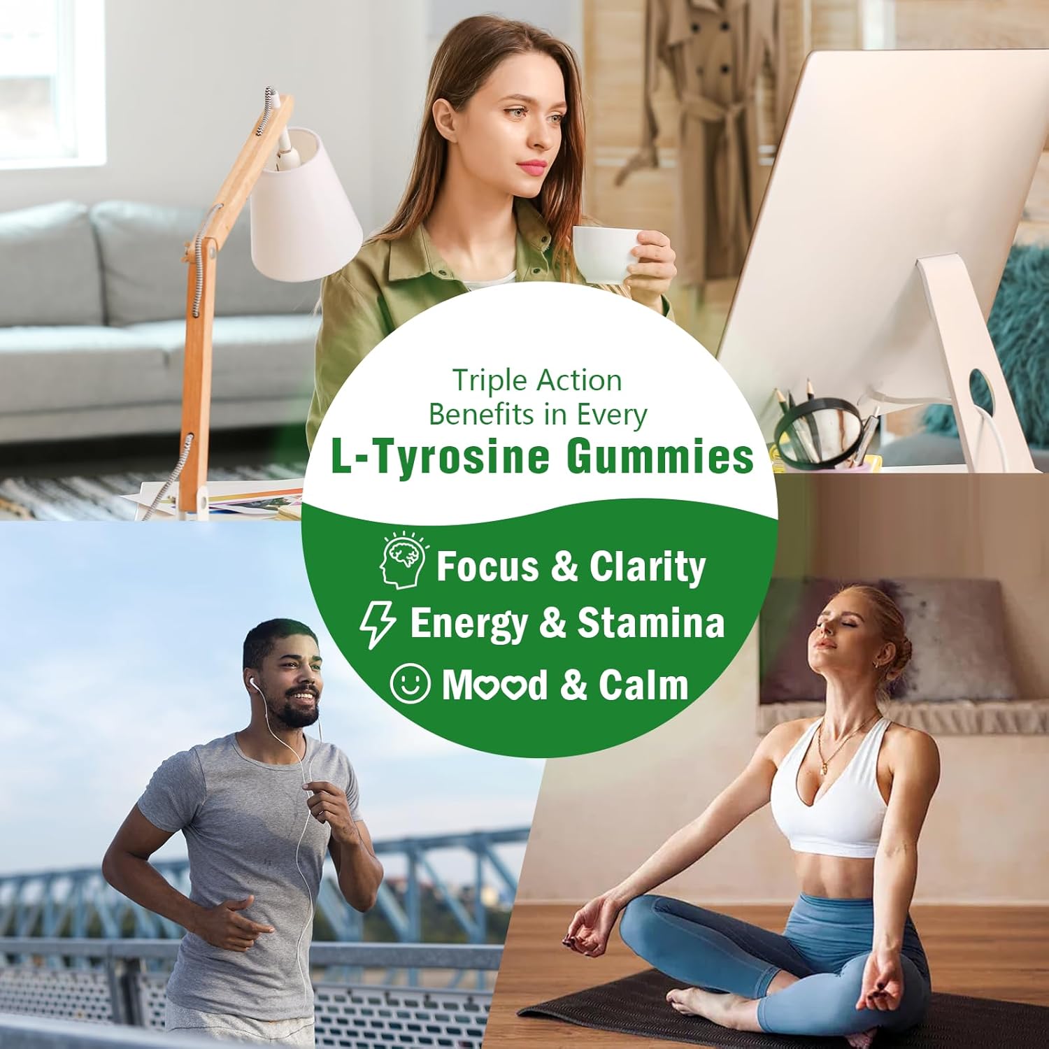 Vegan Mango L-Tyrosine Gummies 2-Pack for Brain, Mood, and Energy - 120 Count Gluten-Free Supplement for Adults and Kids