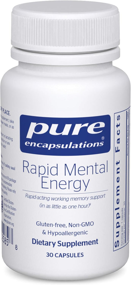 Vegan Memory Supplement with Ginkgo Biloba & Ginseng for Rapid Mental Energy - Brain Health Support - Non-GMO & Gluten-Free - 30 Capsules