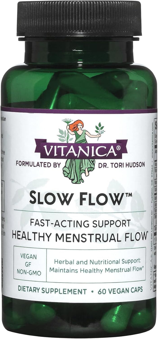 Vegan Menstrual Flow Support Capsules - Vitanica Slow Flow, 60 Count