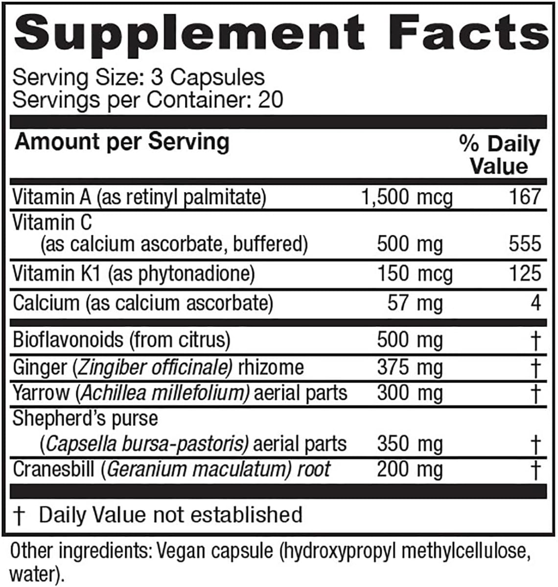 Vegan Menstrual Flow Support Capsules - Vitanica Slow Flow, 60 Count