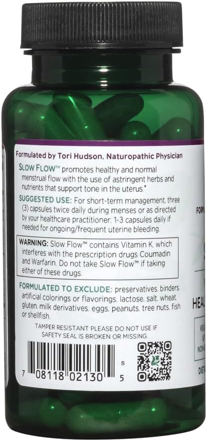 Vegan Menstrual Flow Support Capsules - Vitanica Slow Flow, 60 Count