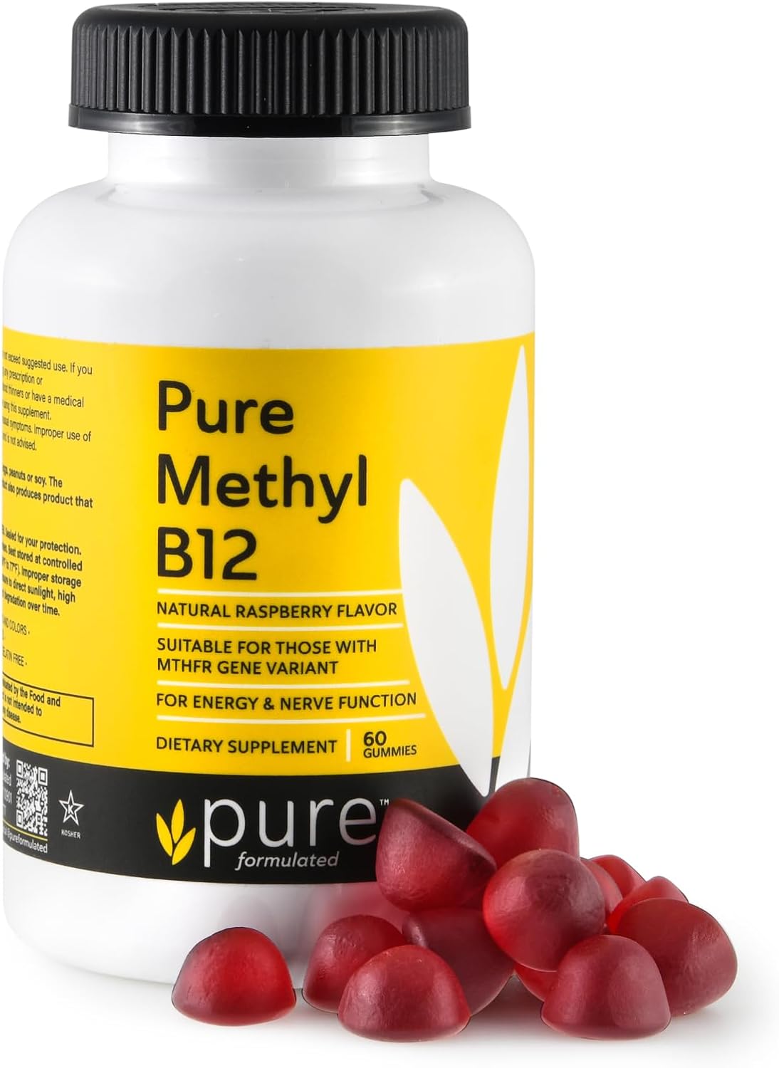 Vegan Methyl B12 Vitamin Gummies for Energy & Nerve Function - Gluten-Free & Dairy-Free - 60 Gummies 1500 mcg