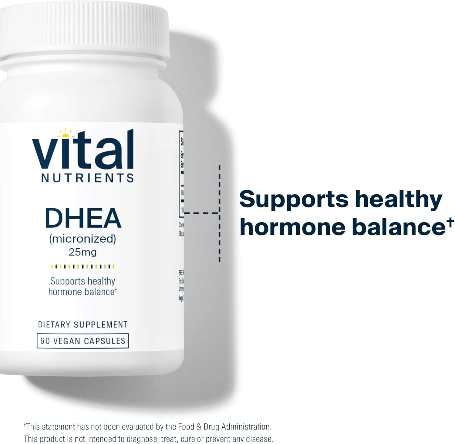 Vegan Micronized DHEA 25mg Supplement for Hormone Balance & Metabolism Support - Gluten, Dairy, Soy Free - 60 Capsules