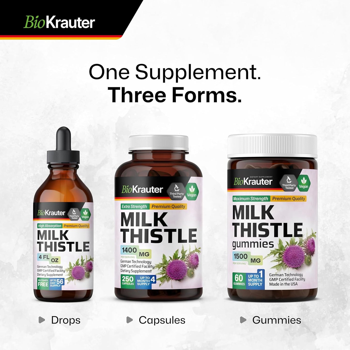 Vegan Milk Thistle Capsules 1400mg - 250 Count - Liver Detox & Cleanse Supplement - Non GMO Silymarin Capsules - Herbal Liver Support