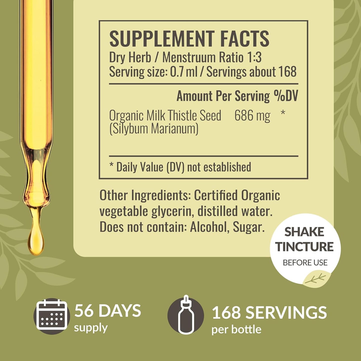 Vegan Milk Thistle Liver Detox Drops - Non-GMO Liver Cleanse Support Supplement - Alcohol & Sugar-Free Tincture, 56-Day Supply