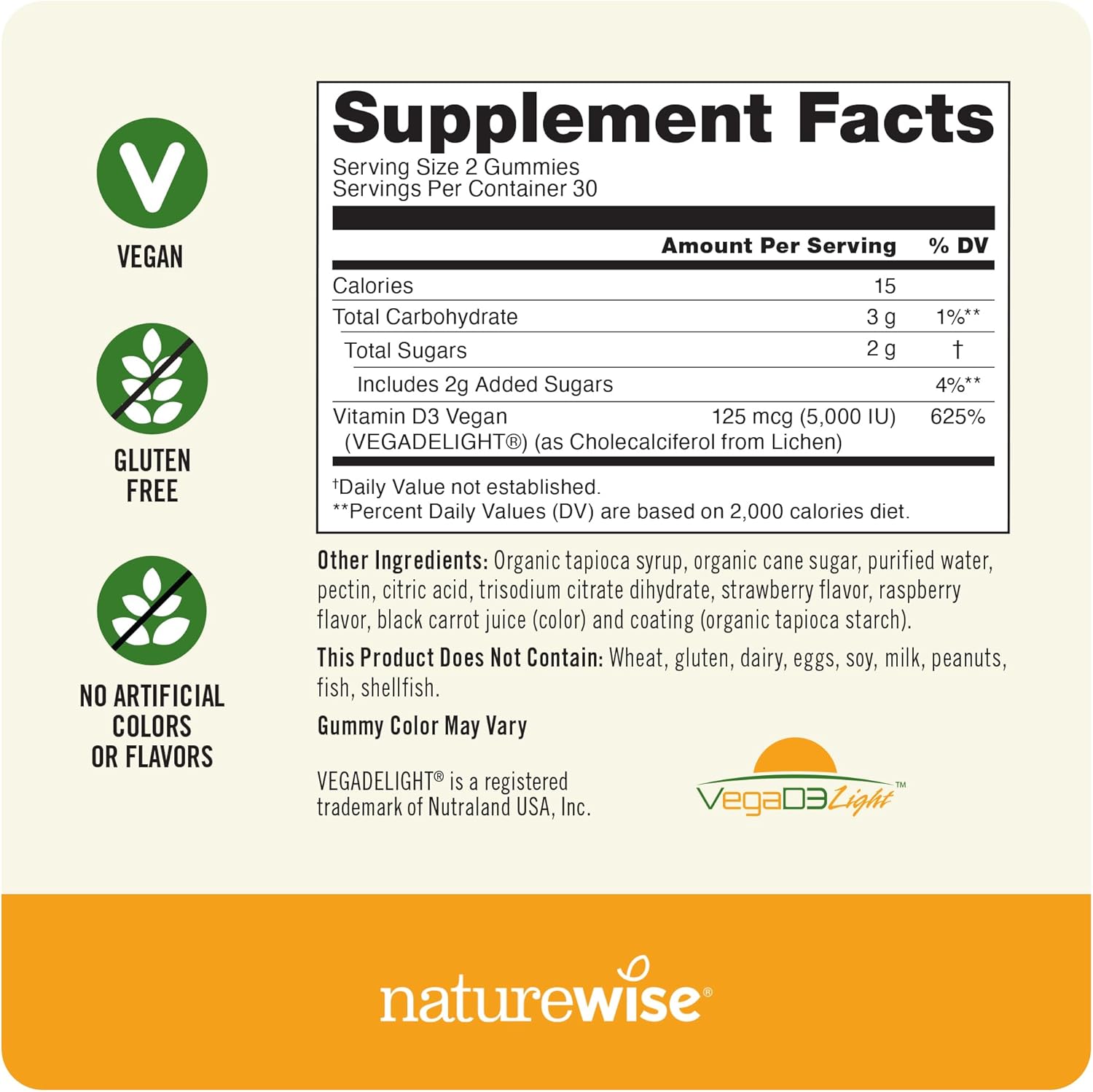 Vegan Mixed Berry Vitamin D3 Gummies for Adults - 5000 IU - Immune, Muscle & Bone Support - Gluten-Free - 60 Count