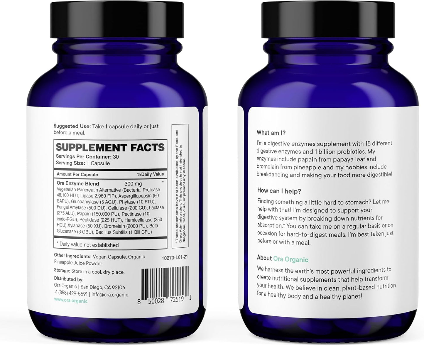 Vegan Multi-Enzyme Supplement with Probiotics for Digestion and Gut Health - Gluten Free, Bloating, Constipation, Gas Relief - 30 Capsules