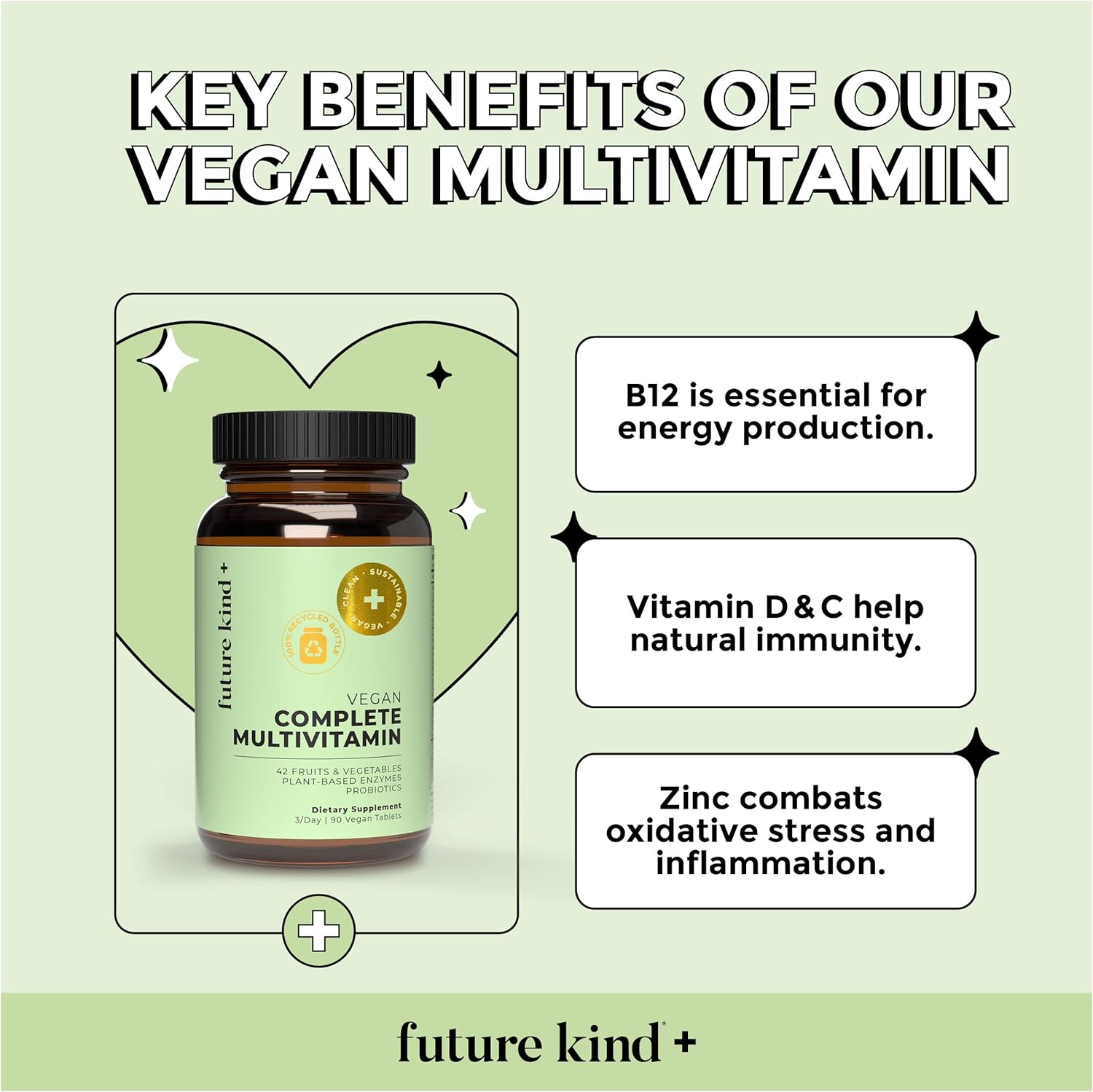 Vegan Multivitamin Bundle with B12, Omega 3, and Vitamin D3 - Complete 42 Vitamin Supplement for Men and Women
