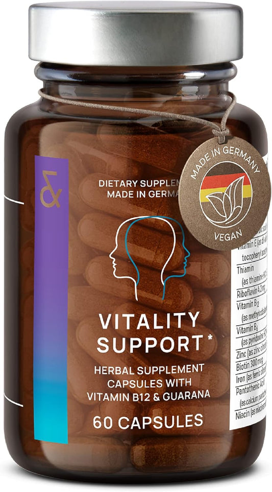 Vegan Multivitamin Capsules with Guarana, Ginseng, and Ginkgo Extract for Energy and Focus - 60 Capsules