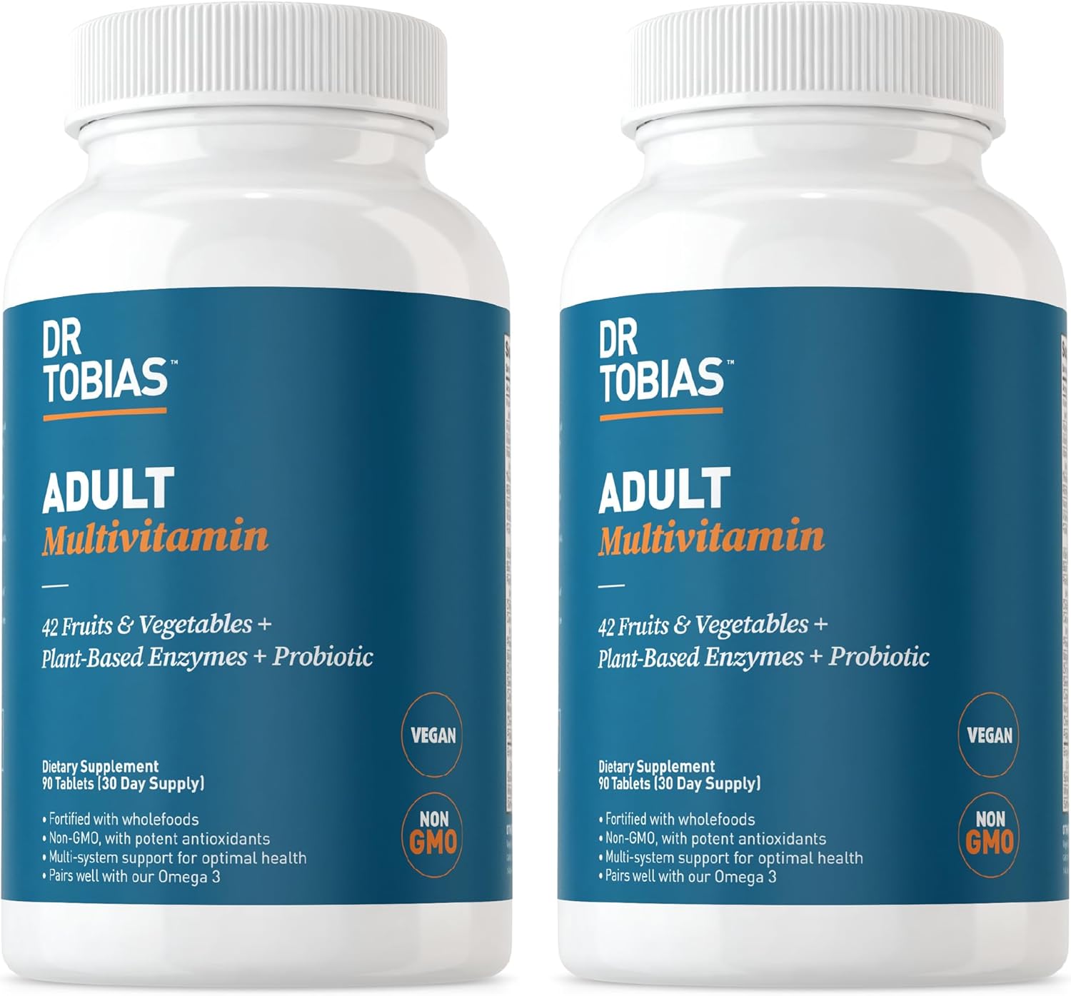 Vegan Multivitamin for Men & Women with Immune Support from 42 Fruits & Vegetables, Probiotics, Non-GMO - 180 Tablets