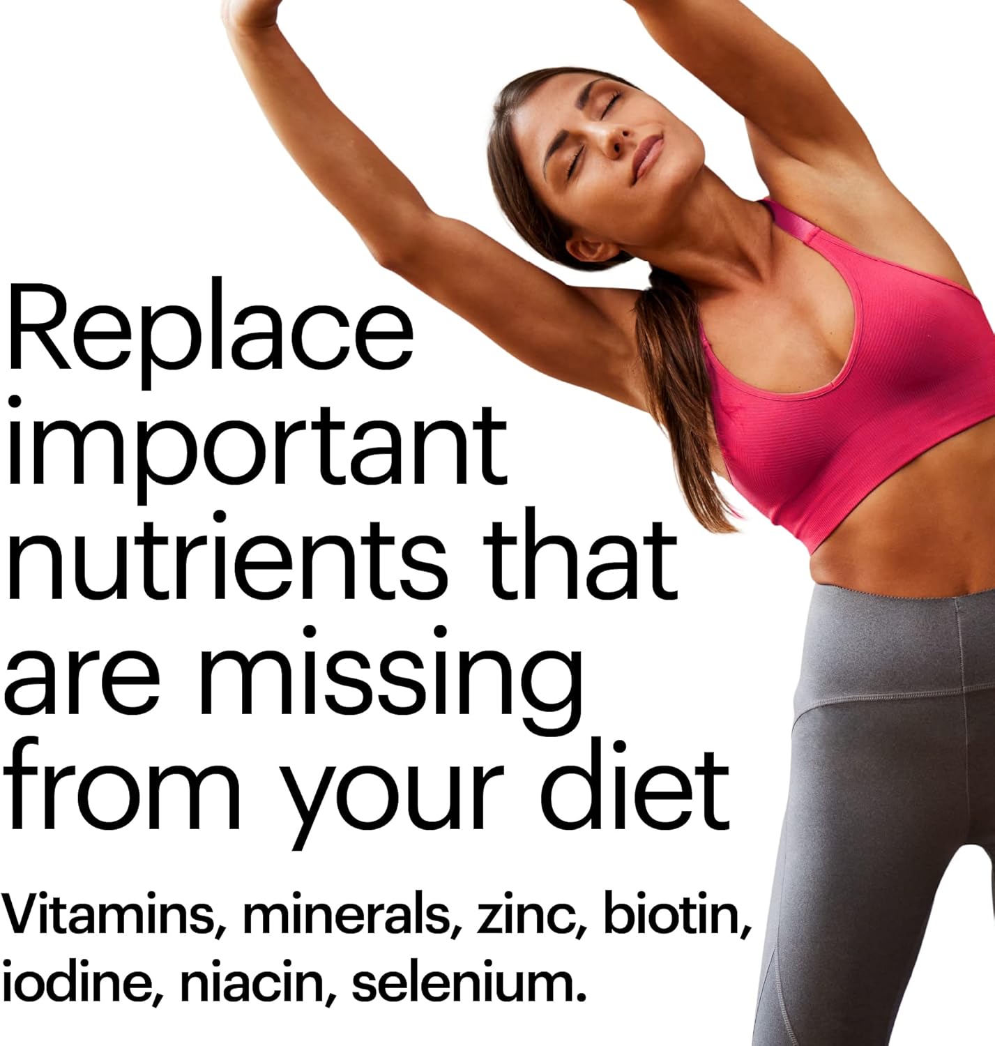 Vegan Multivitamin Gummies with Zinc, Biotin, Selenium, Niacin for Skin, Nail, Hair Support - Raspberry Flavor, 30 Day Supply
