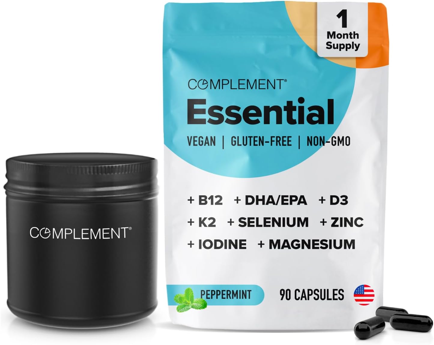 Vegan Multivitamin Supplement with Omega 3, B12, D3, Zinc, Selenium, Magnesium, Iodine - Immune Support - 90 Count Jar