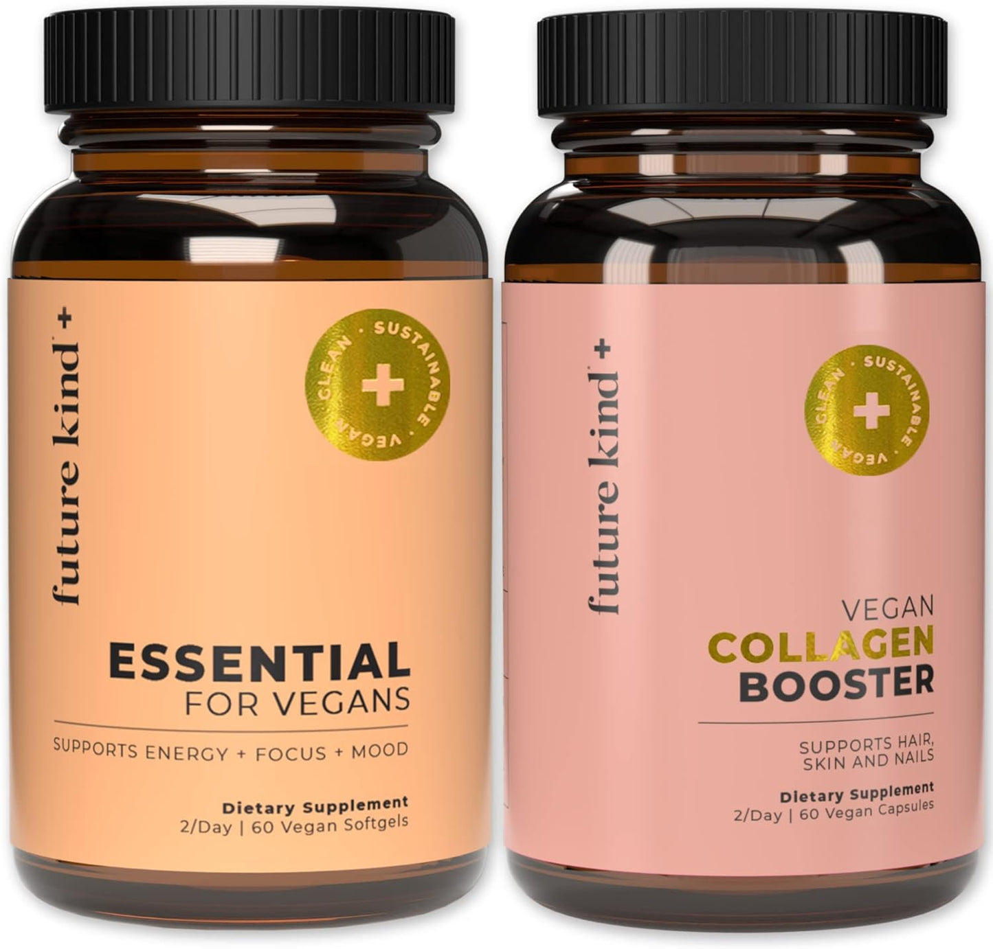 Vegan Multivitamins & Collagen Booster Bundle for Skin, Hair, and Nail Health | B12, Omega 3, Vitamin D3 | Best Sellers for Women and Men by Future Kind