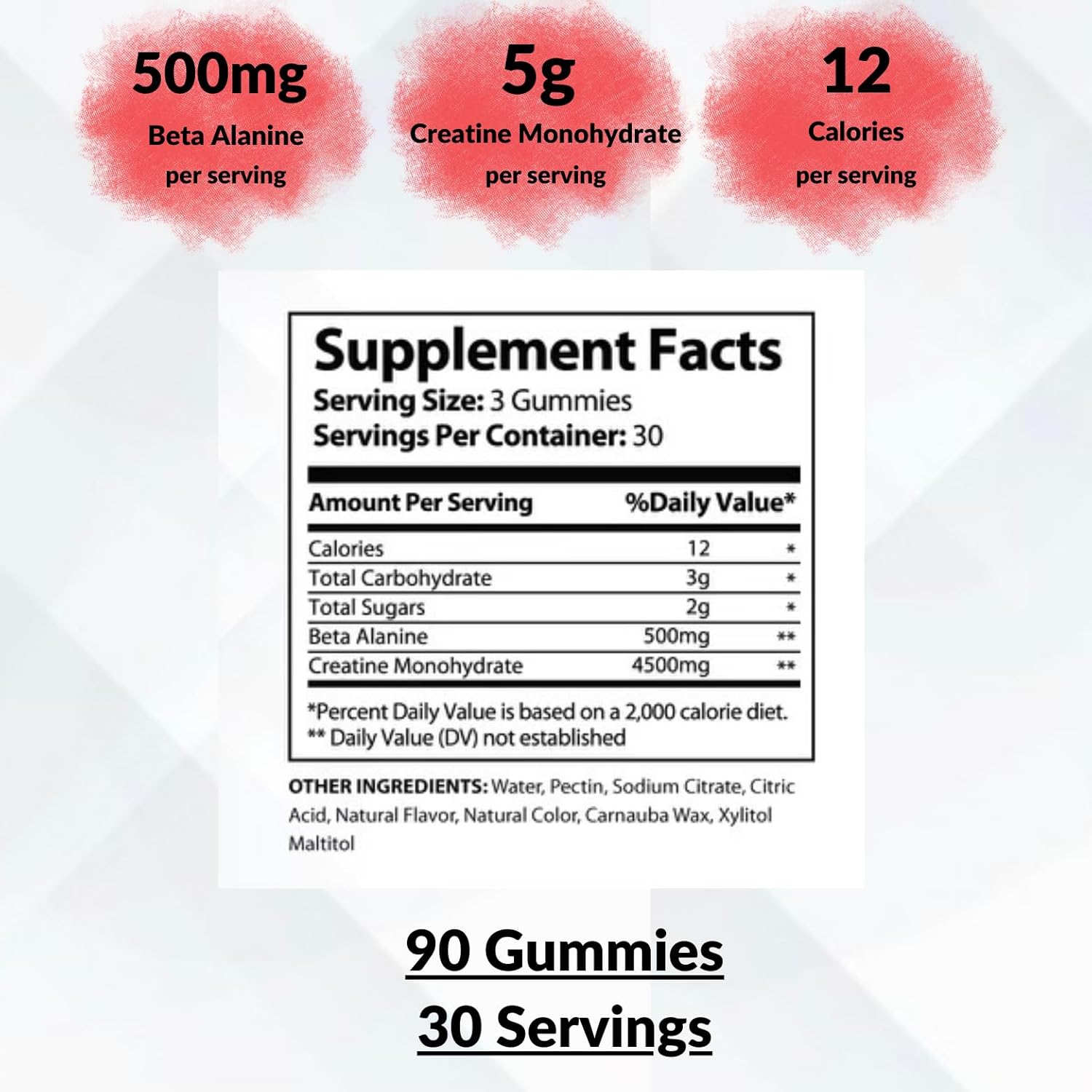 Vegan Muscle Munchies Creatine Monohydrate Gummies with Beta Alanine - 5g Creatine for Strength, Growth & Endurance - NonGMO Chewable Supplement for Men & Women (Strawberry Burst)