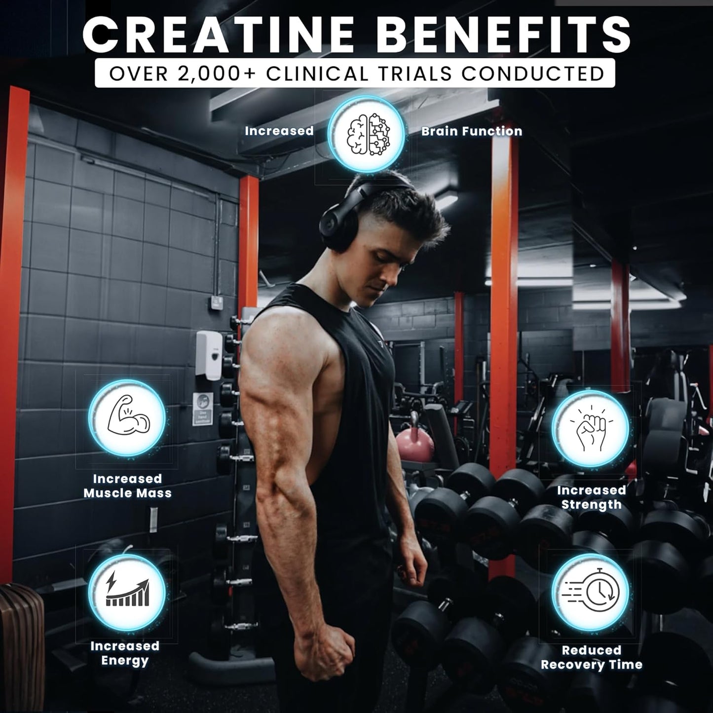 Vegan Muscle Munchies Creatine Monohydrate Gummies with Beta Alanine - 5g Creatine for Strength, Growth & Endurance - NonGMO Chewable Supplement for Men & Women (Strawberry Burst)