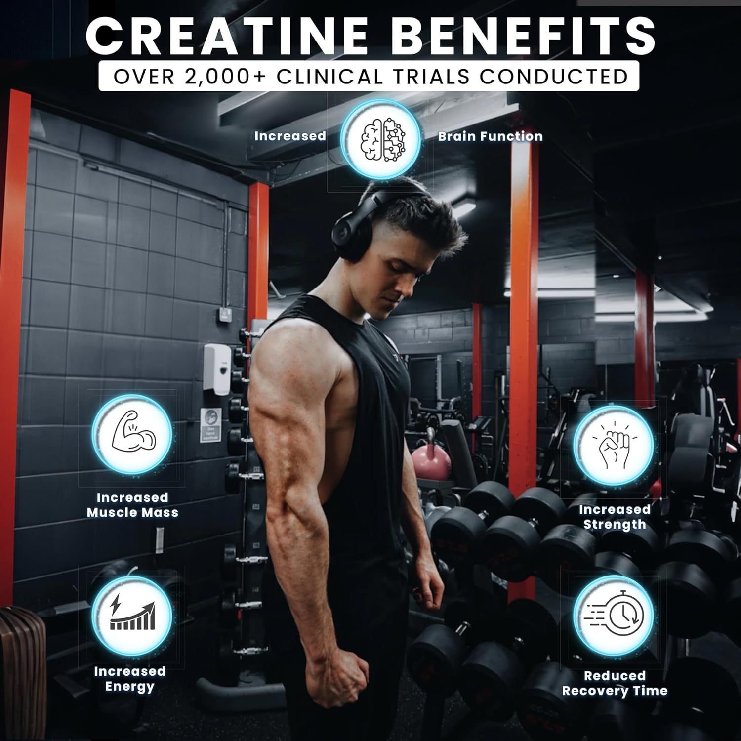 Vegan Muscle Munchies Creatine Monohydrate Gummies with Beta Alanine - 5g Creatine for Strength, Growth & Endurance - NonGMO Chewable Supplement for Men & Women (Strawberry Burst)