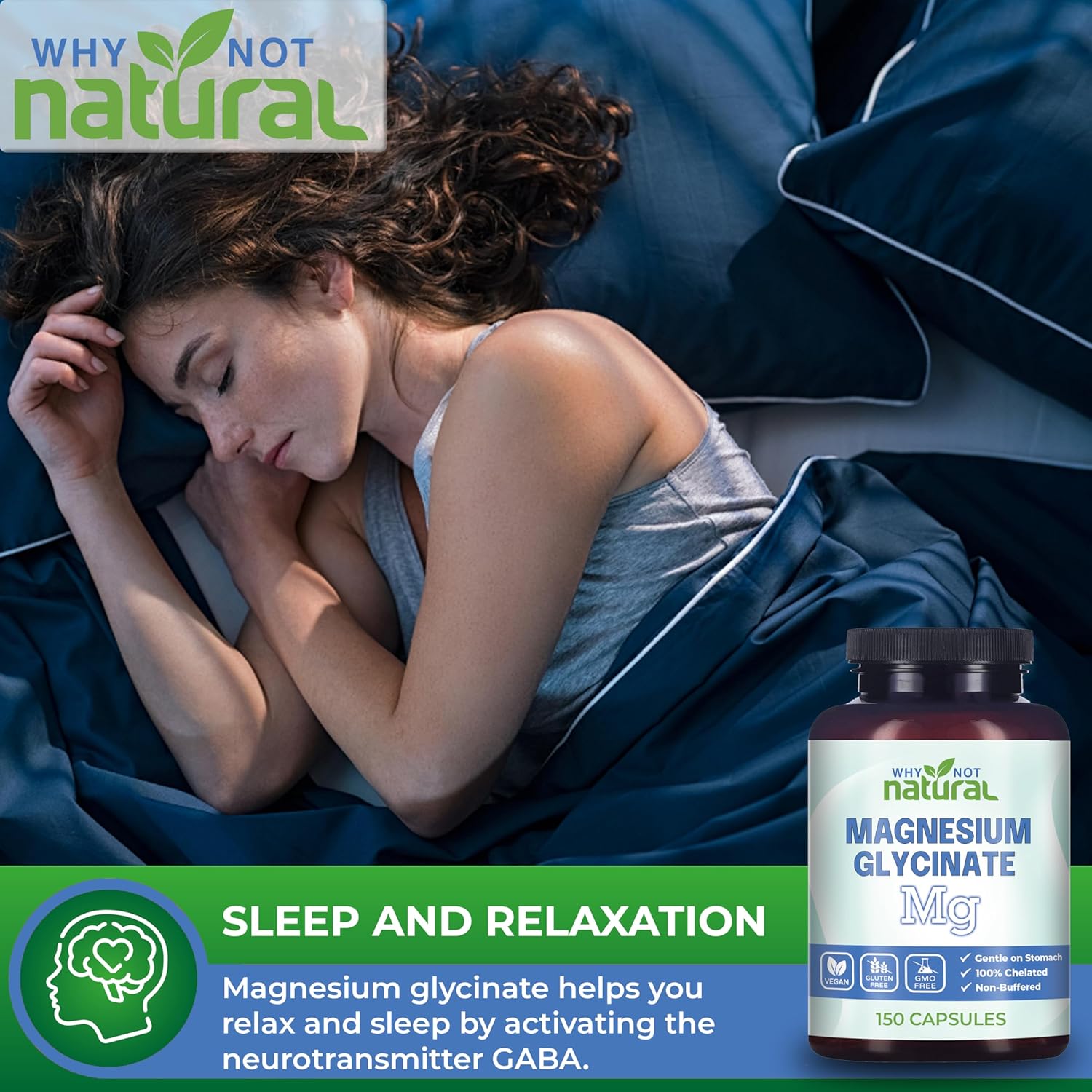 Vegan Natural Magnesium Glycinate Capsules 500mg - Pure & Filler-Free Sleep Aid Supplement