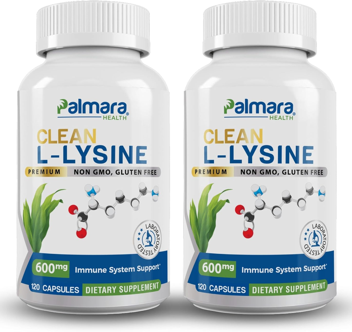 Vegan Non-GMO L-Lysine Capsules - 600mg, 120 Count - Gluten-Free Supplement by Palmara Health