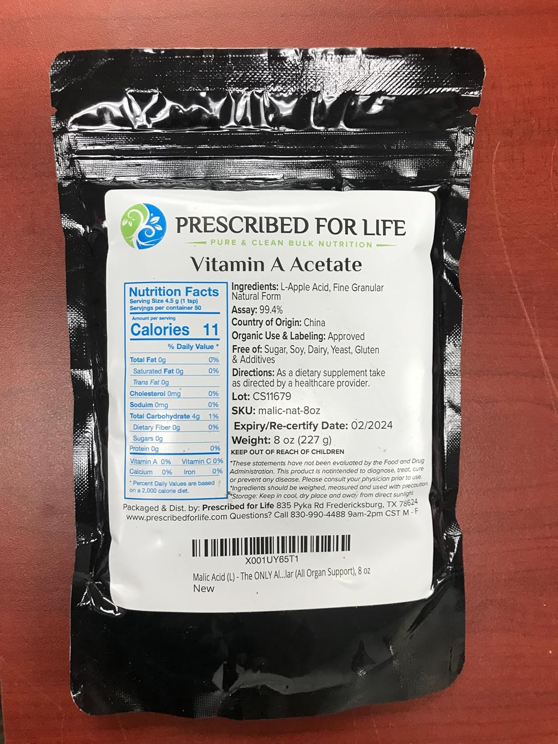 Vegan & Non-GMO Vitamin A Powder - 500,000 IU Retinyl Acetate - Gluten Free - 10kg / 22lb