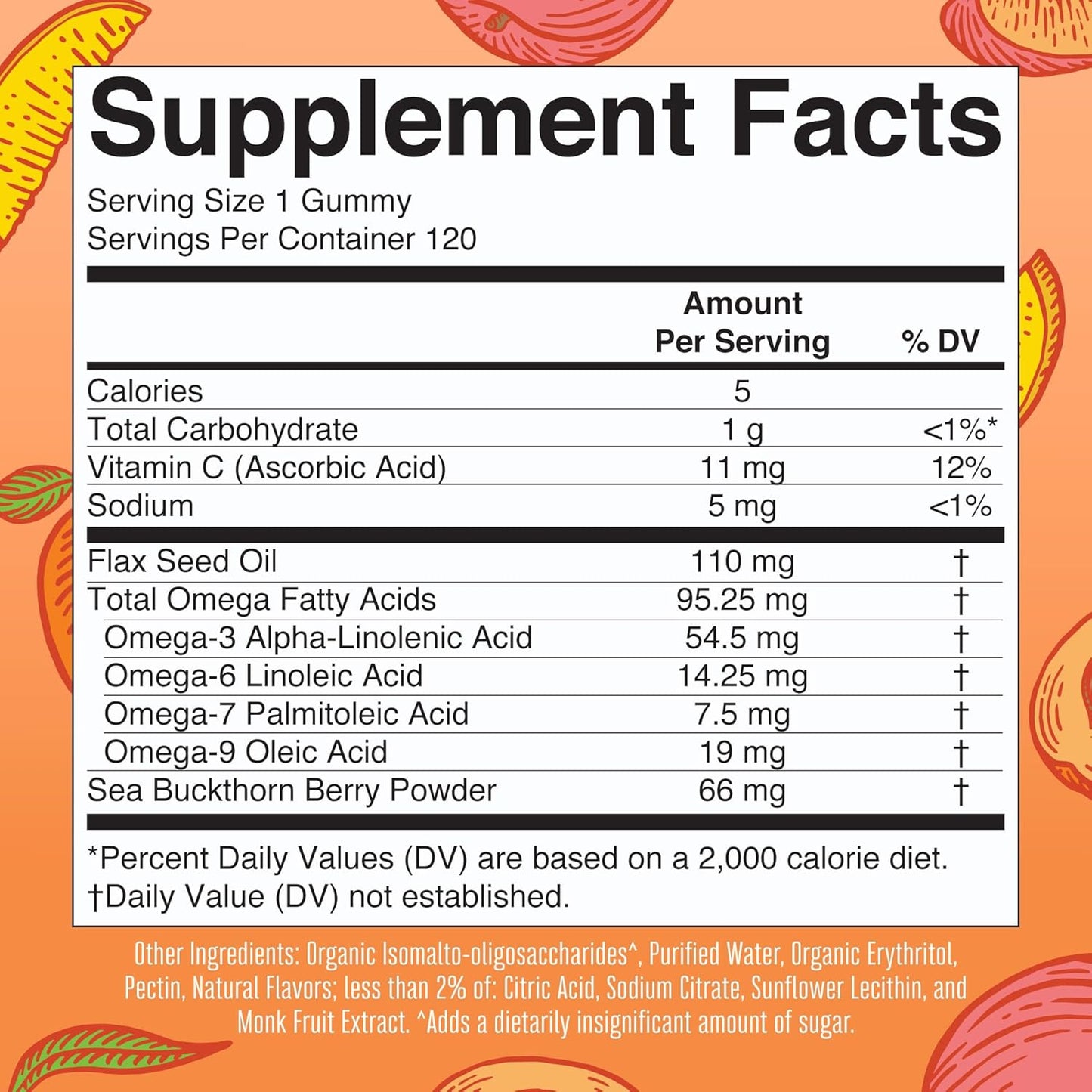 Vegan Omega 3 6 7 9 Gummies with Flaxseed Oil | 4 Month Supply | Non-Fishy Taste | Non-GMO | 120 Count