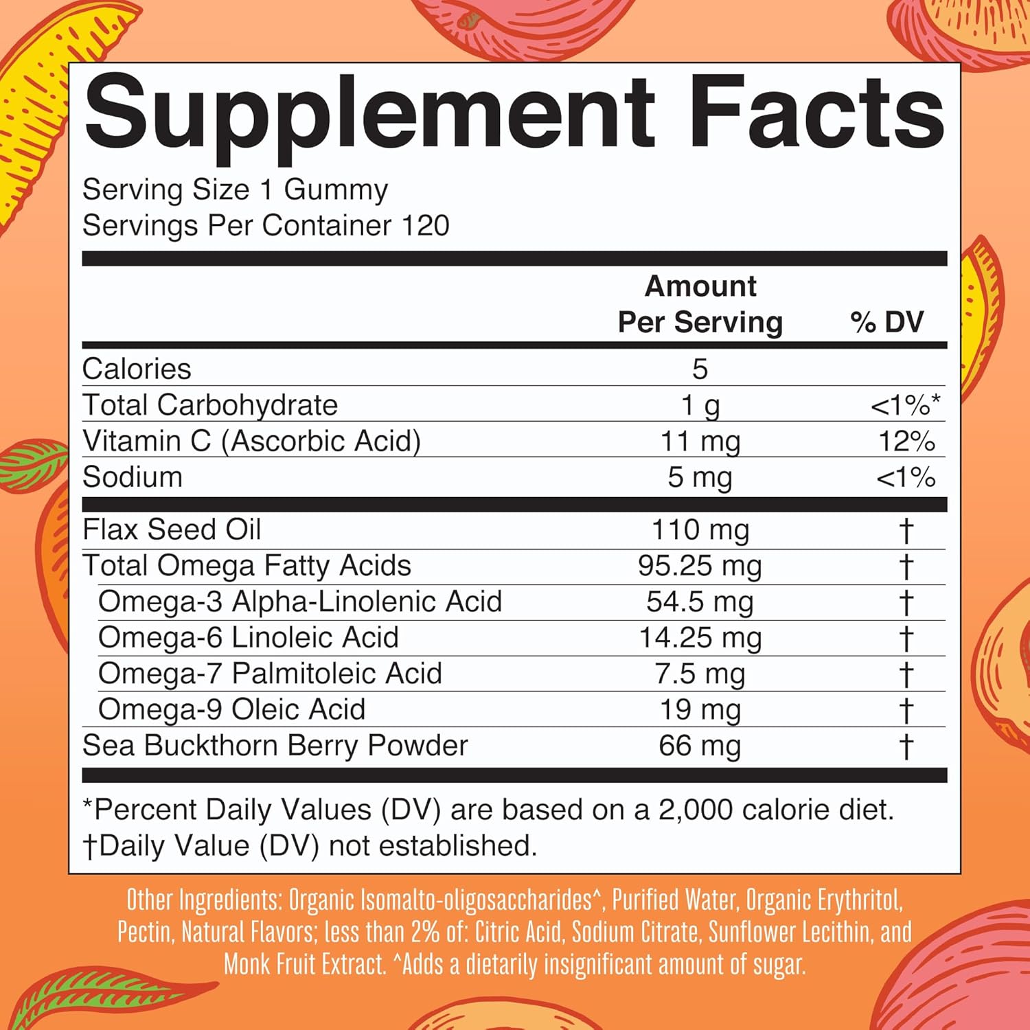 Vegan Omega 3 6 7 9 Gummies with Flaxseed Oil | 4 Month Supply | Non-Fishy Taste | Non-GMO | 120 Count