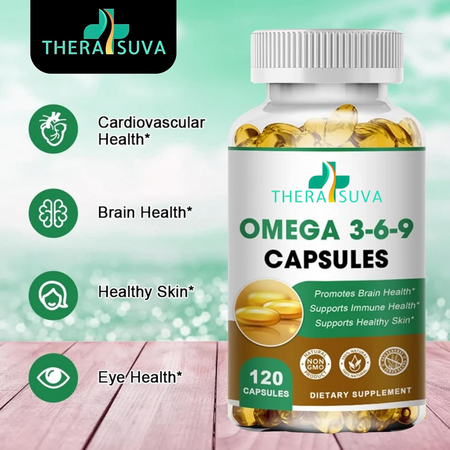 Vegan Omega 3-6-9 Supplement for Heart & Joint Health - 120 Softgels, 60 Day Supply