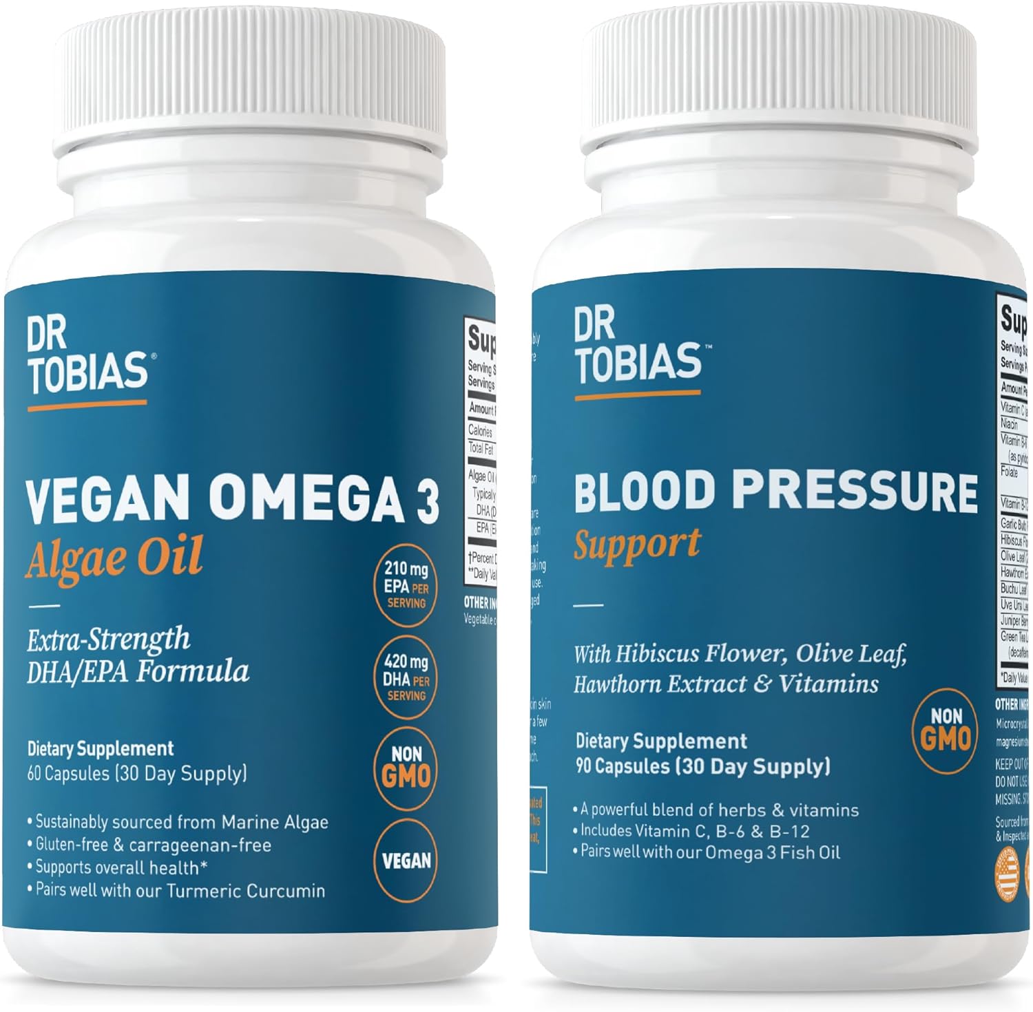 Vegan Omega-3 Algae Oil Supplement for Blood Pressure Support and Overall Wellness, Non-GMO Formula with Gut Immune Function Support