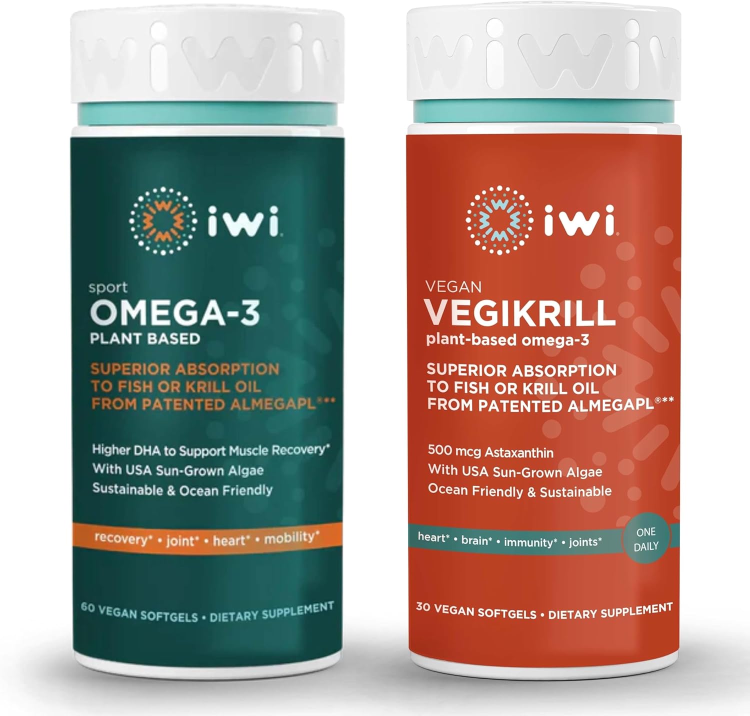 Vegan Omega-3 Bundle: Sport & Vegikrill Algae Oil, 30 Servings - EPA, DHA, Fish Oil Alternative