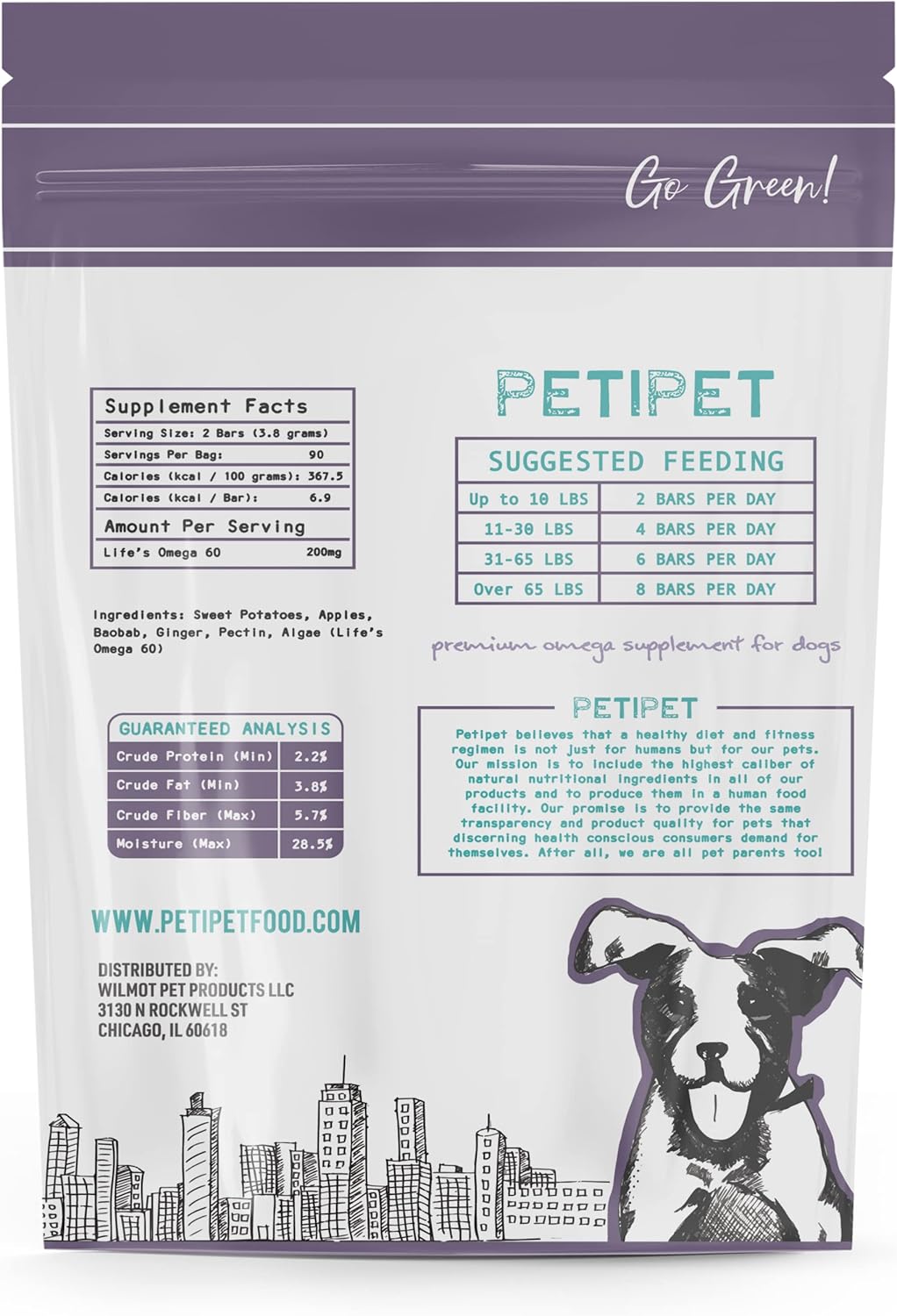 Vegan Omega 3 Chew Treats for Dogs - Itchy Skin Relief, Coat Health, Joint Support - Natural Supplement for Dogs