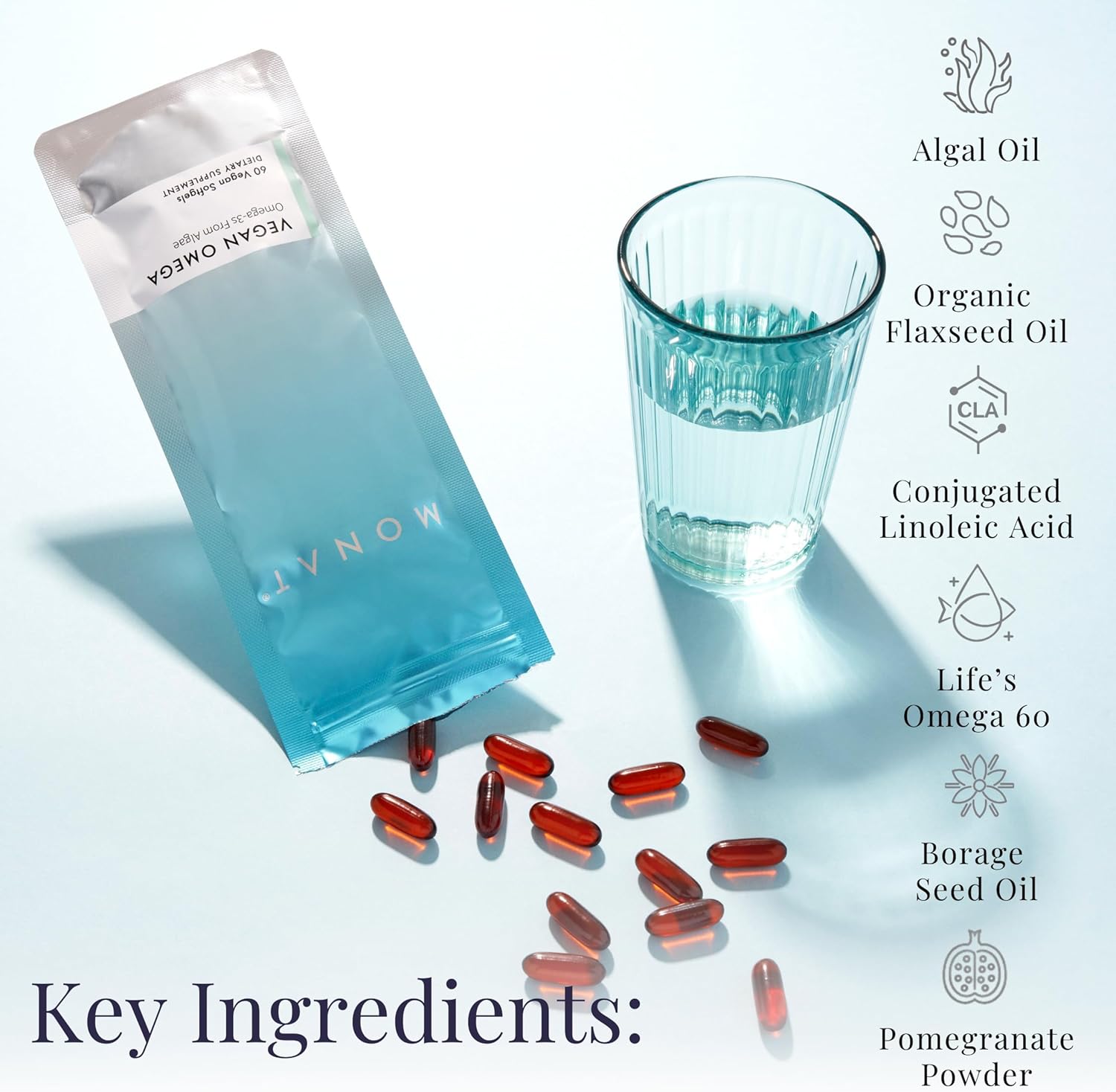 Vegan Omega-3 DHA and EPA Supplement for Cognitive, Heart, Immune, and Eye Health by MONAT