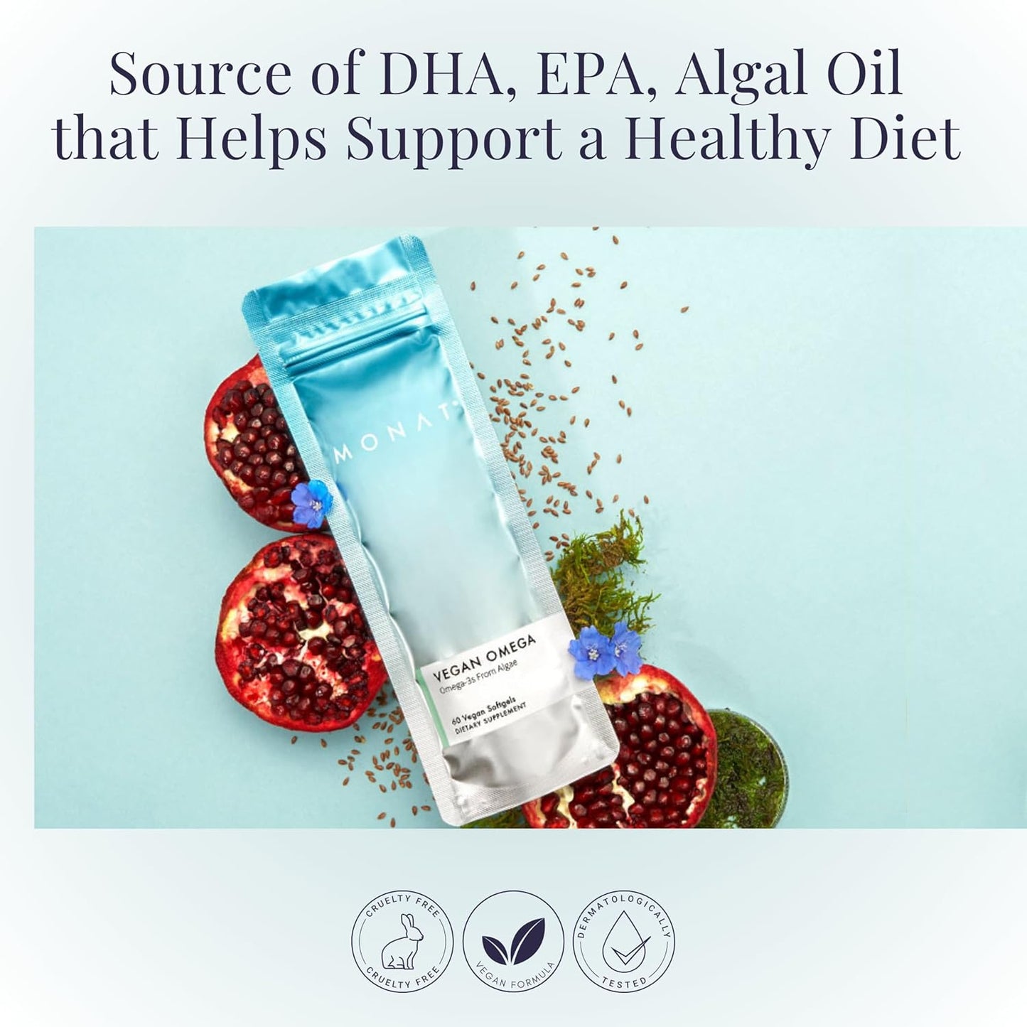 Vegan Omega-3 DHA and EPA Supplement for Cognitive, Heart, Immune, and Eye Health by MONAT