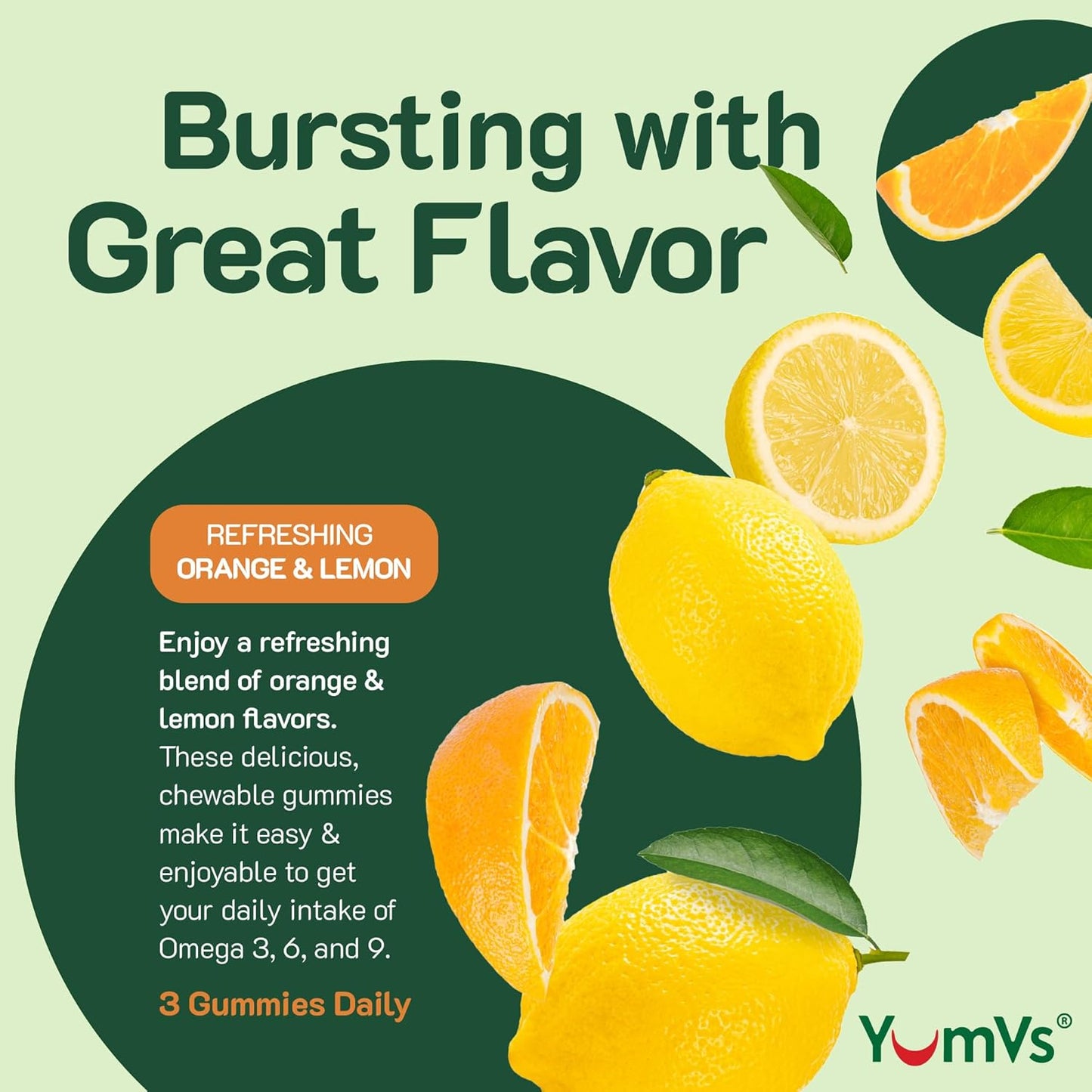 Vegan Omega 3 Gummies with DHA for Adults - Flaxseed Oil & Algae Vegan Omega 3 Supplement - Lemon & Orange Flavor - 90 Count Pack